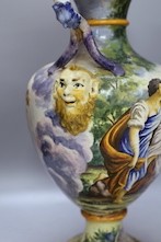 A 20th century Italian maiolica 2 handled urn, 53cm